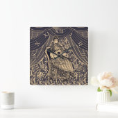 Lady mit Gitarre Quadratische Wanduhr (Zuhause)