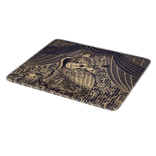 Lady mit Gitarre Schneidebrett (Ecke)