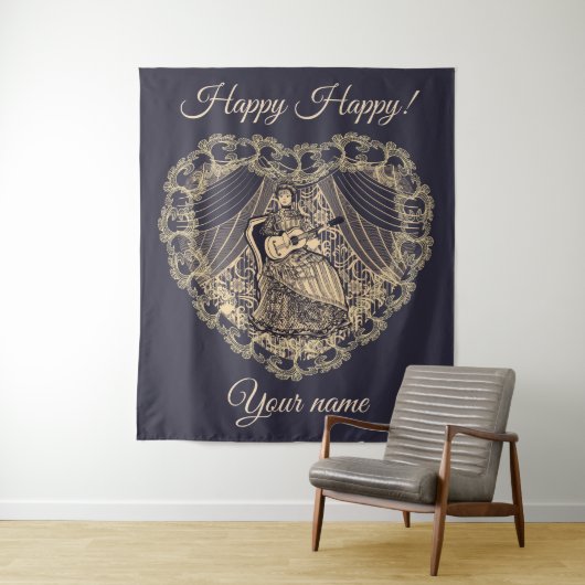 Lady mit Gitarre Wandteppich (Beispiel)