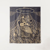 Lady mit Gitarre Wandteppich (Vorderseite)