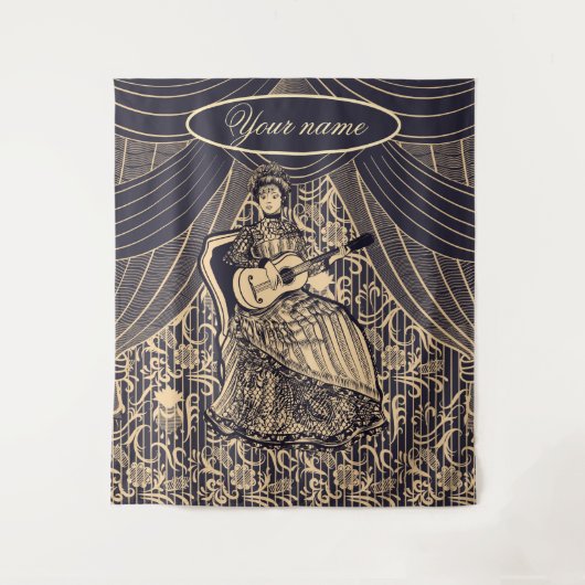 Lady mit Gitarre Wandteppich (Vorderseite)