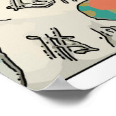 Lady mit Guitar & Coffee Cup, Text hinzufügen Poster (Ecke)