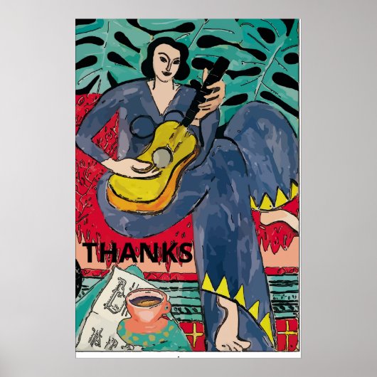 Lady mit Guitar & Coffee Cup, Text hinzufügen Poster (Vorne)