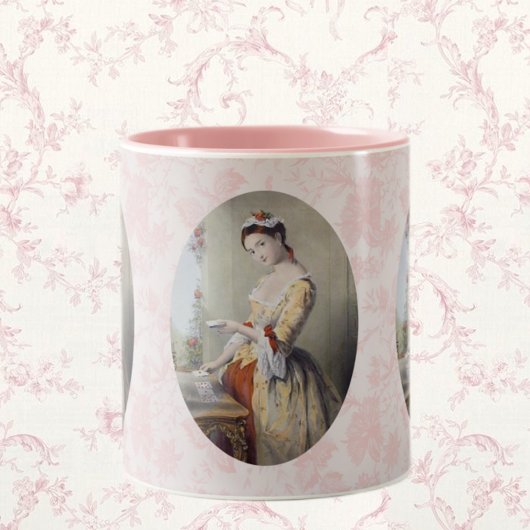 Lady mit Karten Zweifarbige Tasse