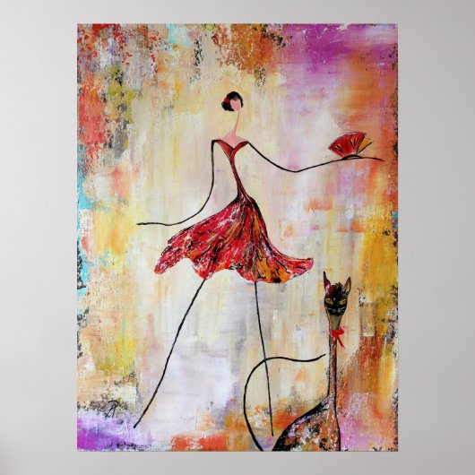 Lady mit Katze Poster (Vorne)