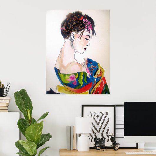 Lady mit Kimono Poster (Heimbüro)