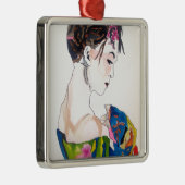 Lady mit Kimono Silbernes Ornament (Rechts)