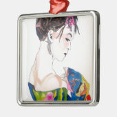 Lady mit Kimono Silbernes Ornament (Links)
