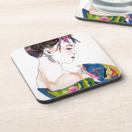 Lady mit Kimono Untersetzer (Linke Seite)