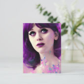 Lady mit Lila Haarpostkarte Postkarte (Stehend Vorderseite)
