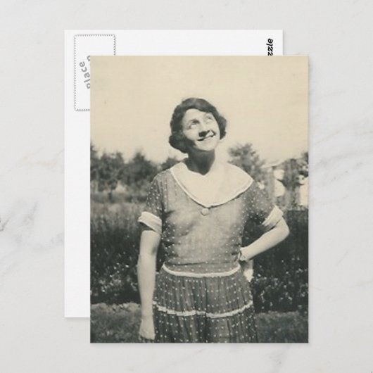 Lady mit lustiger Postkarte (Vorne/Hinten)