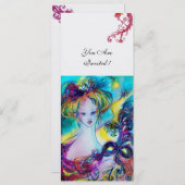 LADY MIT MASK Venezianisch Masquerade Ball Eis Einladung (Vorne/Hinten)