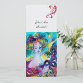 LADY MIT MASK Venezianisch Masquerade Ball Eis Einladung (Stehend Vorderseite)