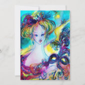 LADY MIT MASK / Venezianische Masquerade Ball, sch Ankündigung (Vorderseite)