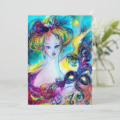 LADY MIT MASK / Venezianische Masquerade Ball, sch Ankündigung (Stehend Vorderseite)