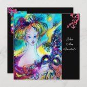 LADY MIT MASK / Venezianische Masquerade Ball, sch Einladung (Vorne/Hinten)