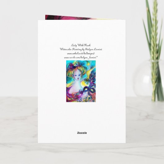 LADY MIT MASQUERADE-MASK KARTE (Rückseite)