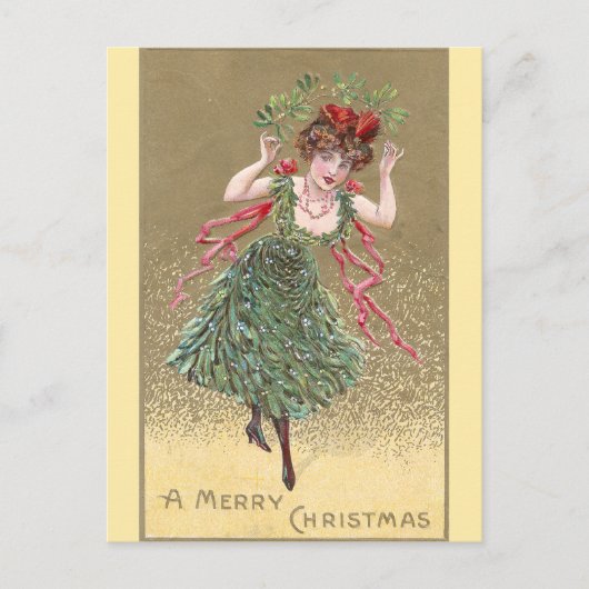 Lady mit Mistletoe Dress Vintage Weihnachten (Vorderseite)