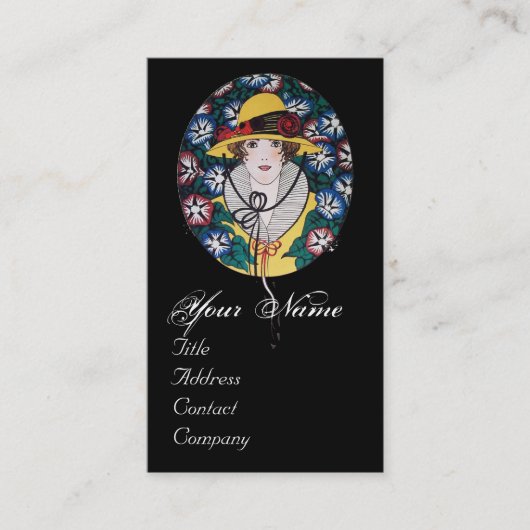 Lady mit Morning Glories Monogram Visitenkarte (Vorderseite)