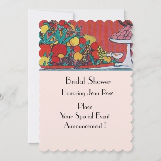 LADY MIT OBST UND TISCH SET DEKO BRAUTPARTY EINLADUNG (Rückseite)