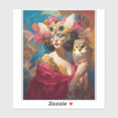 Lady mit Owl Fantasy Art Aufkleber (Blatt)