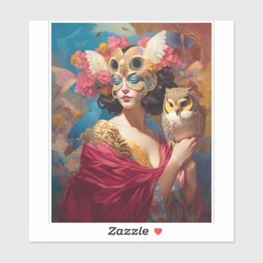 Lady mit Owl Fantasy Art Aufkleber (Blatt)