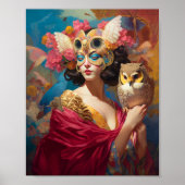 Lady mit Owl Fantasy Art Poster (Vorne)