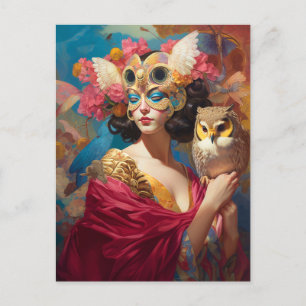 Lady mit Owl Fantasy Art Postkarte