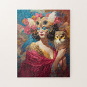 Lady mit Owl Fantasy Art Puzzle (Vertikal)