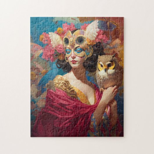 Lady mit Owl Fantasy Art Puzzle (Vertikal)