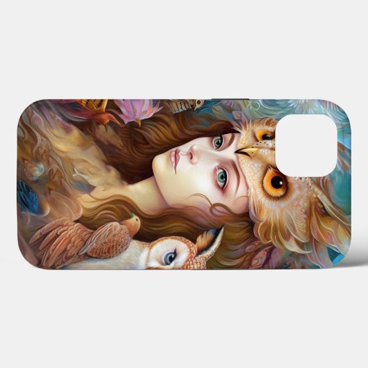 Lady mit Owl Surreal Fantasy Art Case-Mate iPhone Hülle (Rückseite (Horizontal))