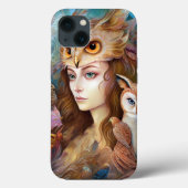 Lady mit Owl Surreal Fantasy Art Case-Mate iPhone Hülle (Rückseite)
