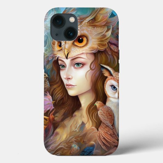 Lady mit Owl Surreal Fantasy Art Case-Mate iPhone Hülle (Rückseite)