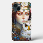 Lady mit Owl Surreal Fantasy Art Case-Mate iPhone Hülle (Rückseite)