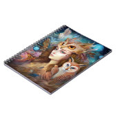 Lady mit Owl Surreal Fantasy Art Notizblock (Linke Seite)