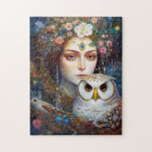 Lady mit Owl Surreal Fantasy Art Puzzle (Vertikal)