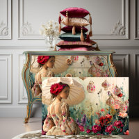 Lady mit Parasol, Bird, Floral & Lanterns Art