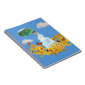 Lady mit Parasol Sunflower Sky Notebook Notizblock (Rechte Seite)