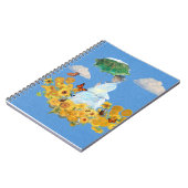 Lady mit Parasol Sunflower Sky Notebook Notizblock (Linke Seite)