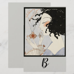 LADY MIT PERFUME FLASCHE ART DECO BEAUTY Monogramm Briefpapier