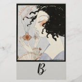 LADY MIT PERFUME FLASCHE ART DECO BEAUTY Monogramm Briefpapier (Vorderseite)