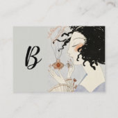 LADY MIT PERFUME FLASCHE ART DECO BEAUTY Monogramm Visitenkarte (Rückseite)