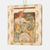 Lady mit Pflücken in ihrem Haar, Weihnachtsbaum Keramikornament (Links)