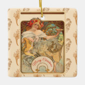 Lady mit Pflücken in ihrem Haar, Weihnachtsbaum Keramikornament (Vorderseite)