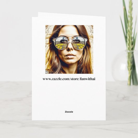 Lady mit Reflektion in ihrer Sonnenbrille Ai Art Dankeskarte (Rückseite)