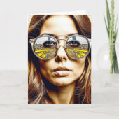 Lady mit Reflektion in ihrer Sonnenbrille Ai Art Dankeskarte (Vorderseite)