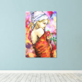 Lady mit Rose - Abstrakte Original-Malerei der Fra Leinwanddruck (Insitu (Holzboden))