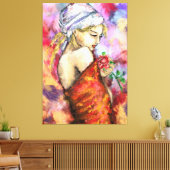 Lady mit Rose - Abstrakte Original-Malerei der Fra Leinwanddruck (Insitu (Wohnzimmer))