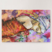 Lady mit Rose - Abstrakte Original-Malerei der Fra Puzzle (Horizontal)
