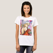 Lady mit Rose T - Shirt Malerei (Vorne ganz)
